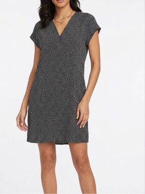 GAP Black & White V-neck Polka Dot Midi Shift Dress